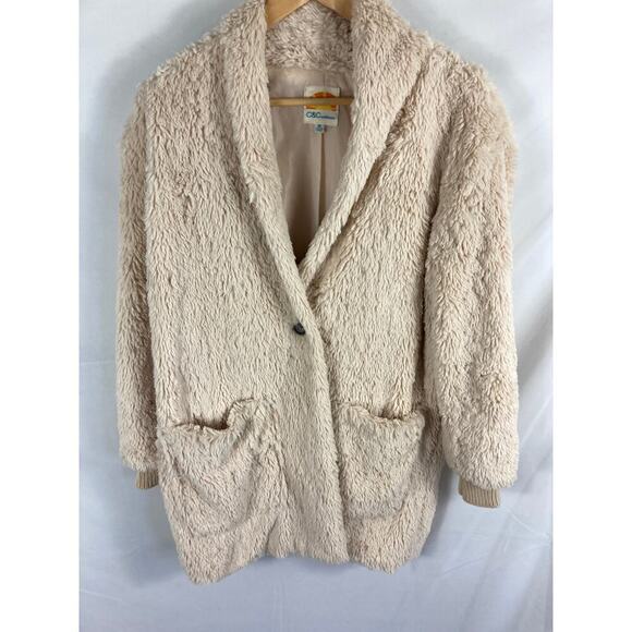 C&C California Cream Fuzzy Sherpa Jacket Size Medium - Picture 2 of 5